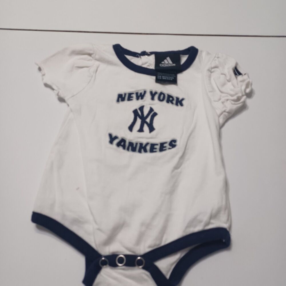 New York Yankees Adidas Shirt Girls 3 6 Months Blue Scoop Neck Cap Sleeves Logo